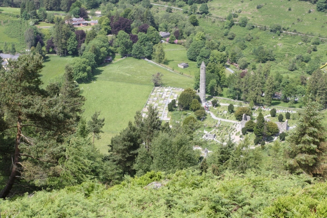 A view of the Monastic City from the Derrybawn trail, Glendalough Valley, Wicklow Mountains National Park, Ireland